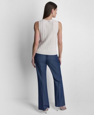 Women's Sleeveless Pucker Detail Sweater