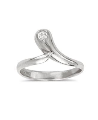 Solid 10K Gold Adjustable Cubic Zirconia Snake Toe Ring