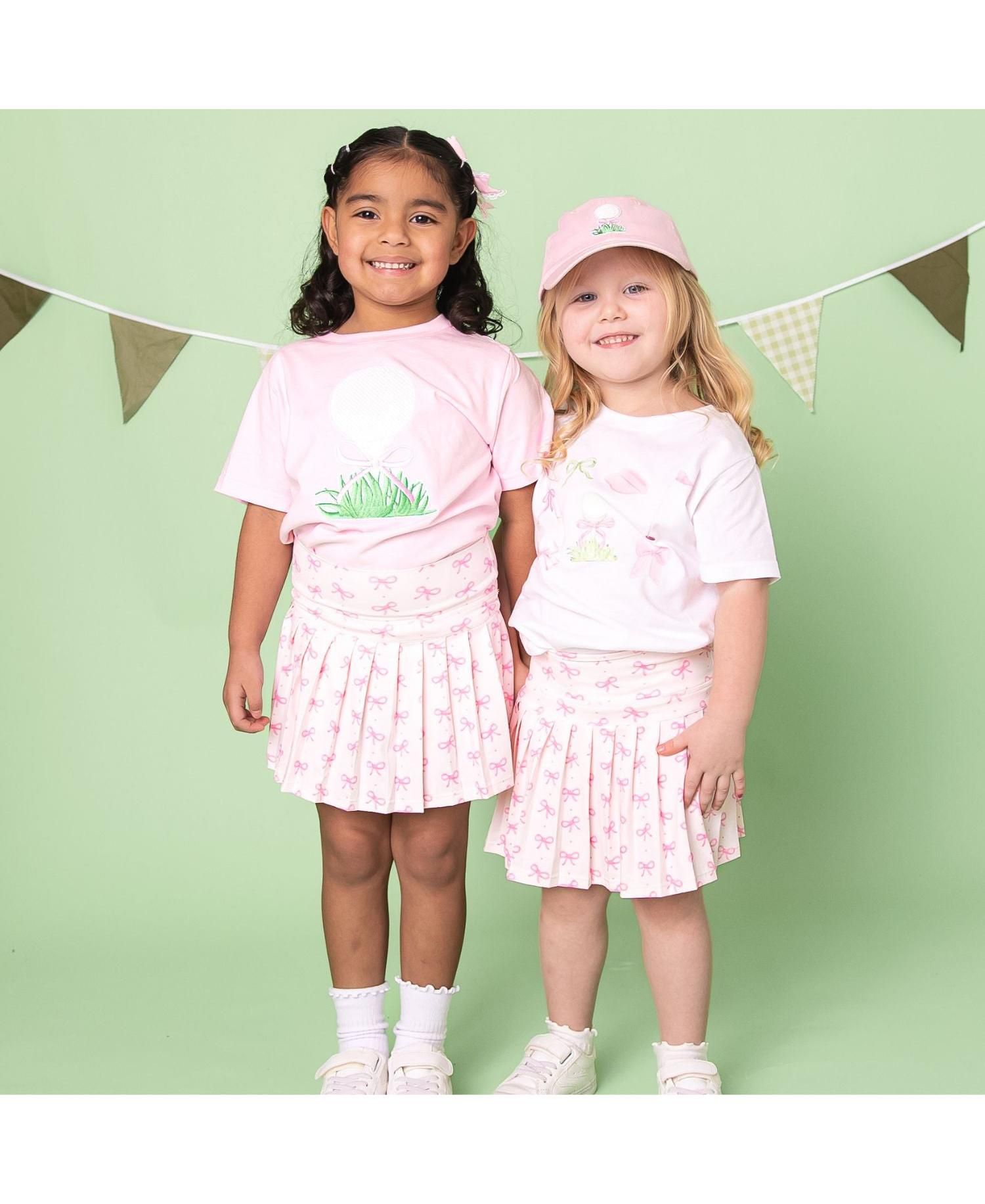 Little Girls Golf Tee Bow Patch Short Sleeve T-Shirt