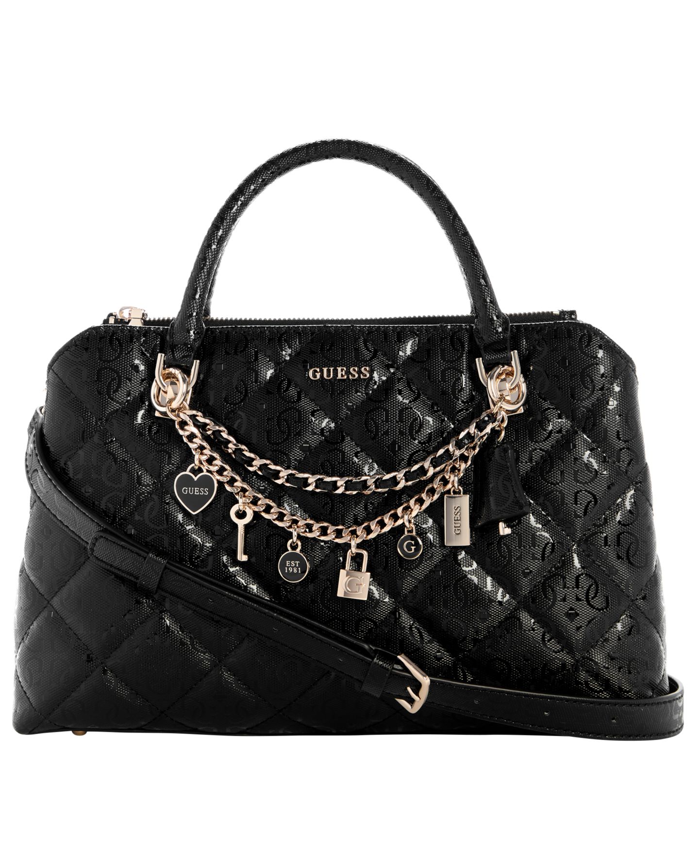 Женская сумка GUESS Libby 2-Compartment Medium Satchel, цвет: Чёрный — фото 1