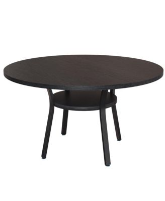 Round Dining Table for 4-6, 47 inch Wood Kitchen Table with Storage Shelf,with Metal Base,No Chairs