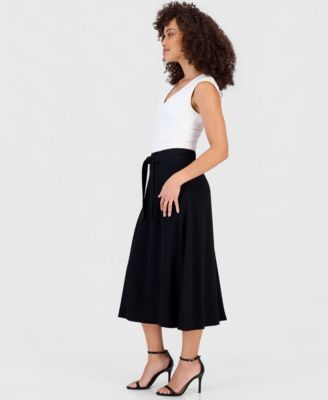 Petite Pull-On Tie-Waist Midi Skirt