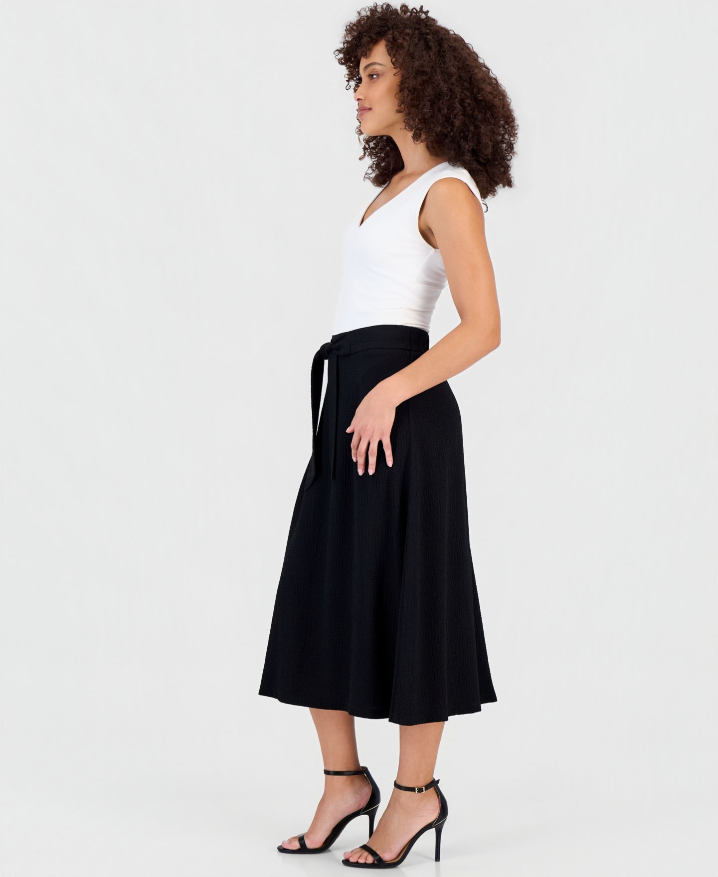Женская юбка Anne Klein Essentials Petite Pull-On Tie-Waist Midi, цвет: Чёрный — фото 2
