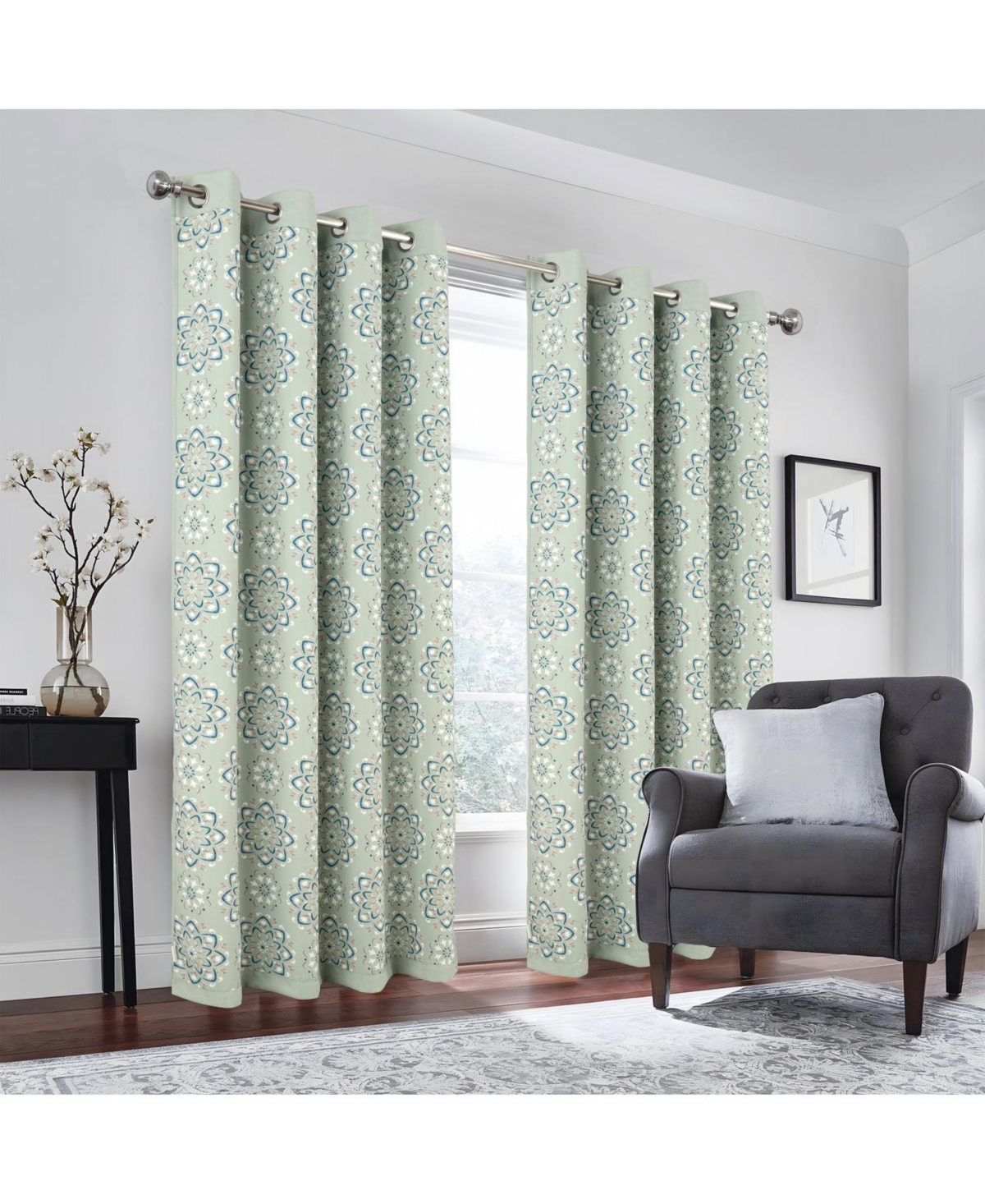 Rt Designers Collection 100% Polyester 190 Gsm Tilley Revisible Blackout Grommet Curtain Panel 54" x 95" Sage