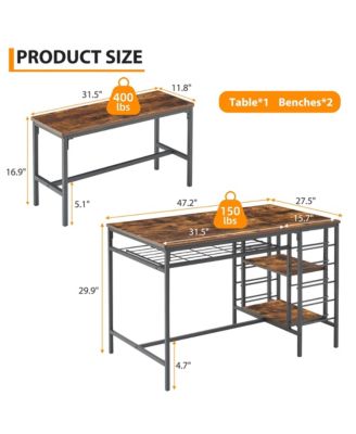 Dining Table Set for 4, Dining Room Table Set with Wine Rack & Storage Shelves
