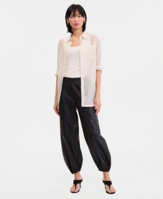 Women's Faux-Leather Balloon Pants