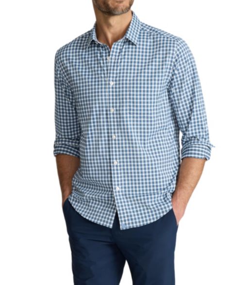 Мужская рубашка UNTUCKit Regular Fit Wrinkle-Free Performance Renshaw Button Up, цвет: Зелёный