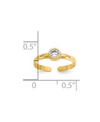 Solid 10k Yellow Gold Bezel-set Round Cubic Zirconia Adjustable Toe Ring