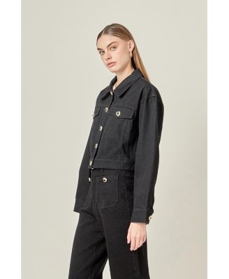 Women's Drop Shoulder Cropped Denim Jacket