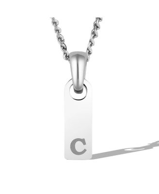 Vincero Mens Initial Tag Necklace - Silver with Micro Cuban Chain - C 68$