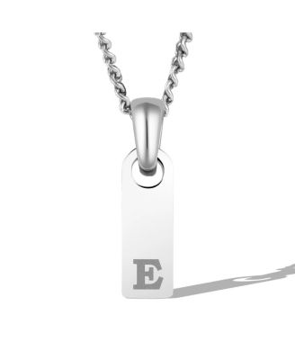 Vincero Mens Initial Tag Necklace - Silver with Micro Cuban Chain - E 85$
