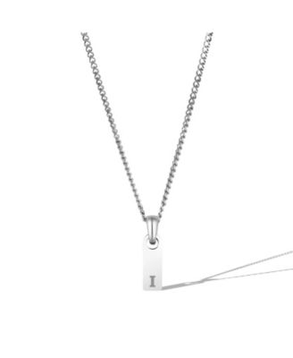 Vincero Mens Initial Tag Necklace - Silver with Micro Cuban Chain - I 85$