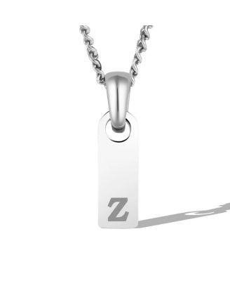 Vincero Men's Initial Tag Necklace - Silver with Micro Cuban Chain - Z