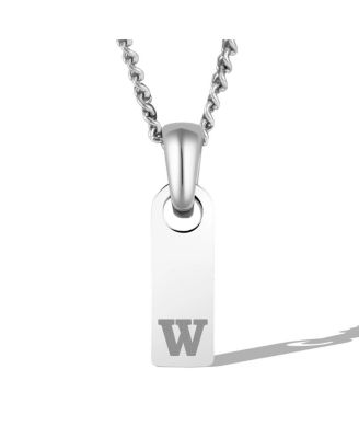 Vincero Men's Initial Tag Necklace - Silver with Micro Cuban Chain - W