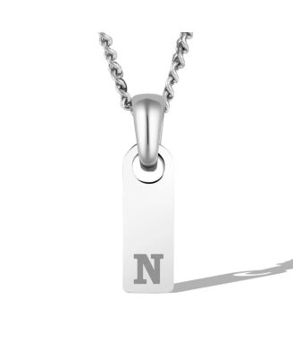 Vincero Mens Initial Tag Necklace - Silver with Micro Cuban Chain - N 68$