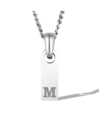 Vincero Mens Initial Tag Necklace - Silver with Micro Cuban Chain - M 85$