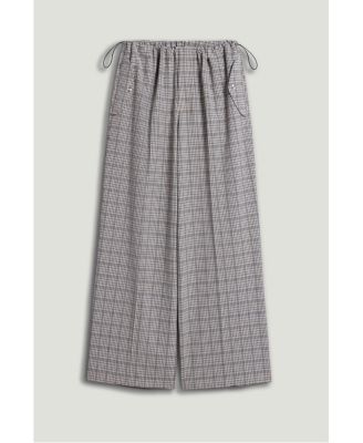 Women's Plaid Wide-Leg Drawstring Pants