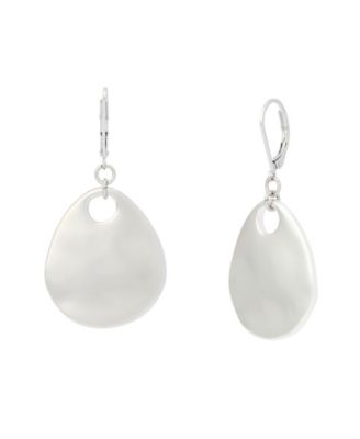 Rhodium Disc Drop Earrings