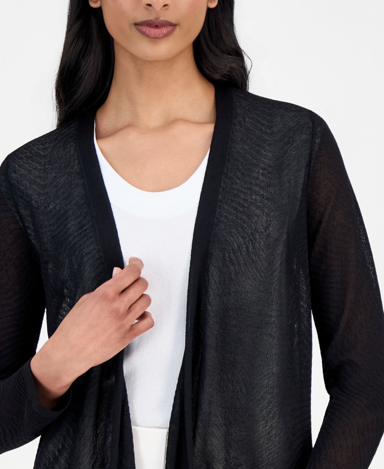 Women's Textured Knit Sheer Cardigan