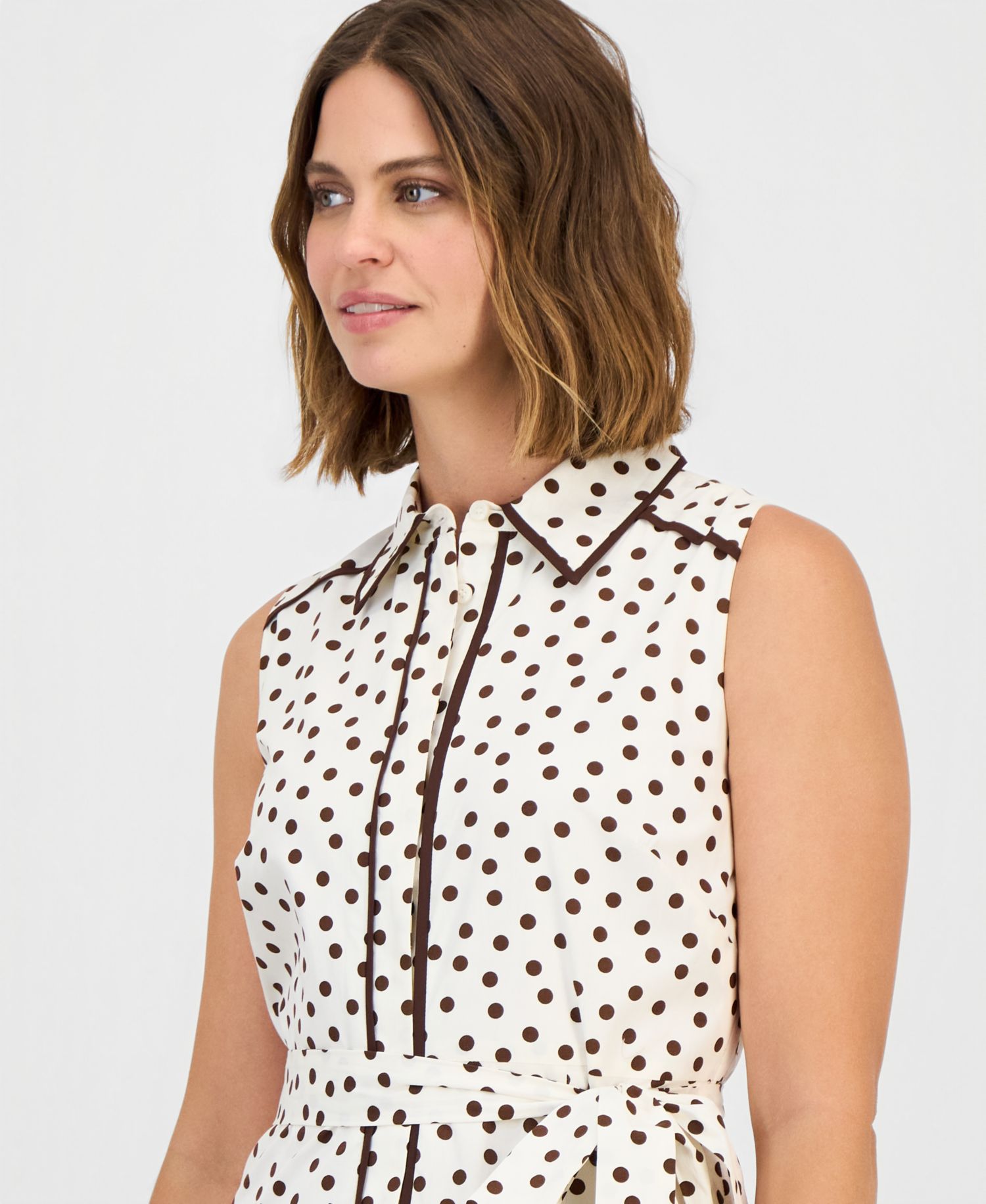 Petite Sleeveless Godet Shirt-Dress