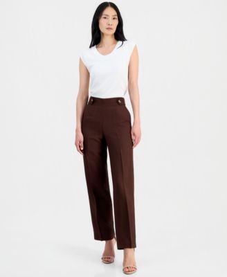 Women's Linen-Blend Pull On Wide-Leg Pants, Regular & Petite