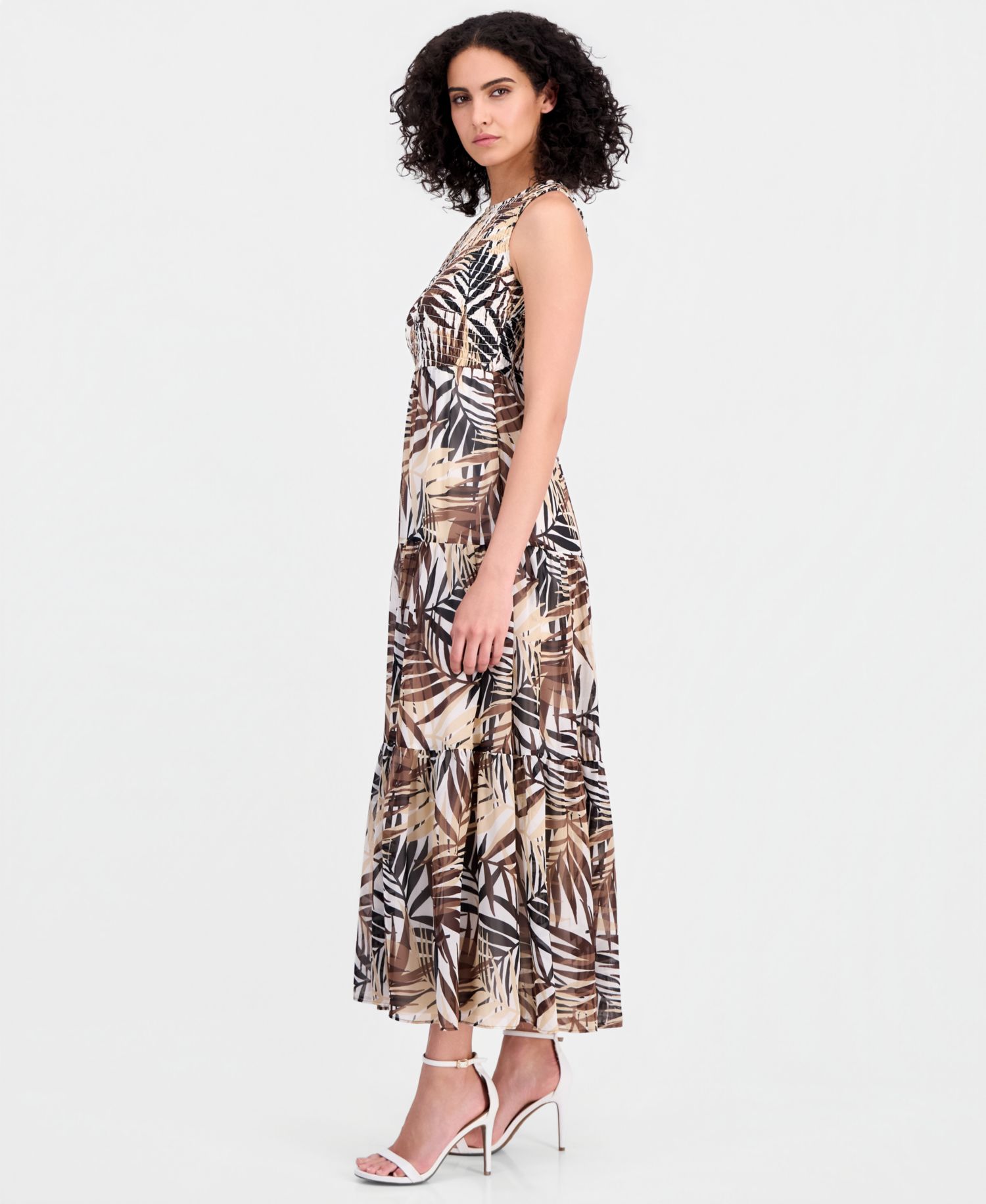 Women's Smocked-Bodice Tiered Maxi Dress
