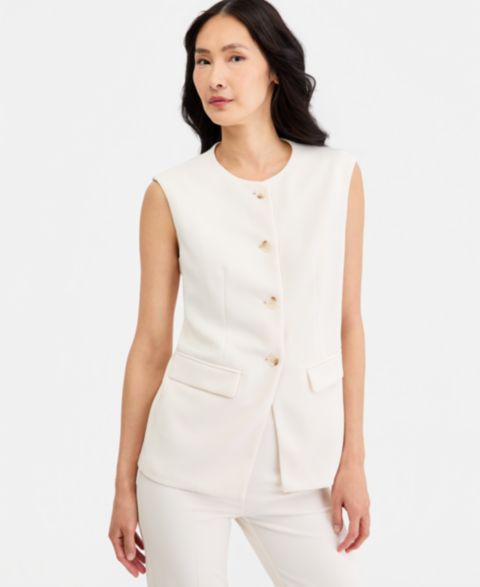 Женский жилет Anne Klein Four-Button Tailored Vest, цвет: Белый