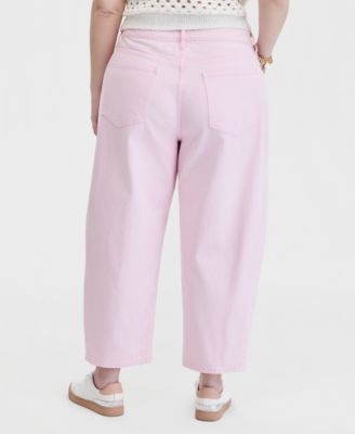 Trendy Plus Size Cropped Barrel-Leg Jeans