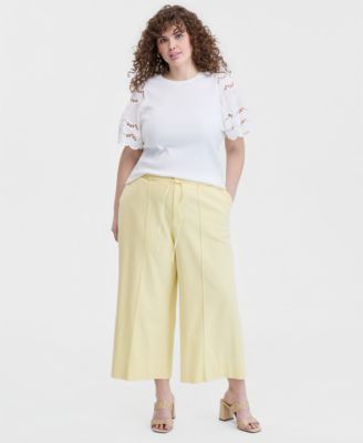Trendy Plus Size Cropped Wide-Leg Pants