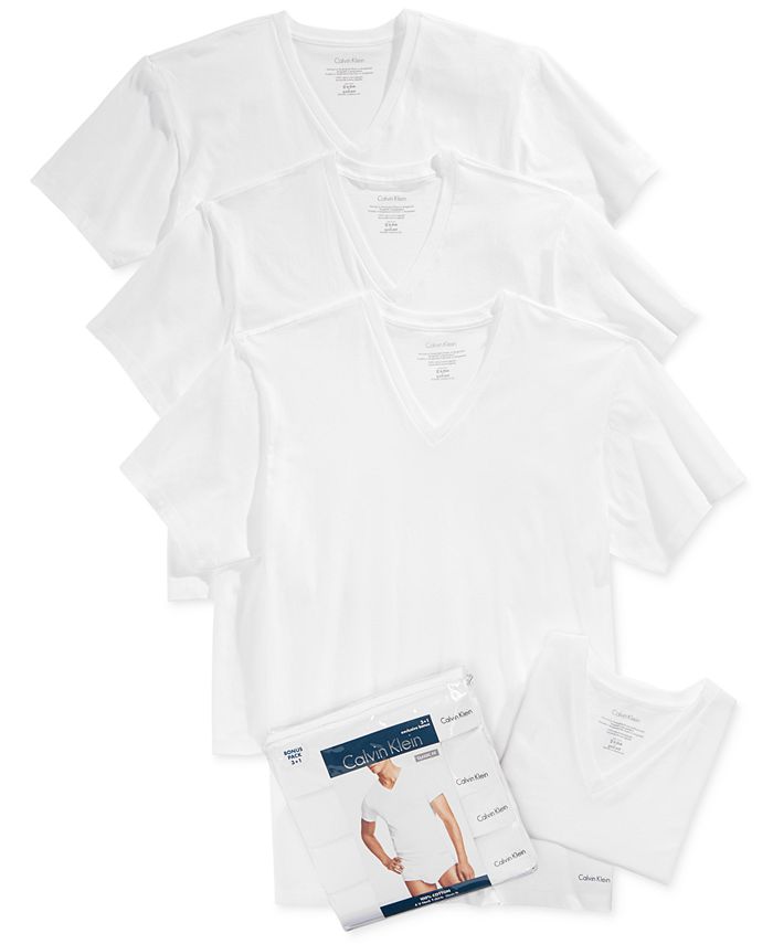 Calvin Klein Men's Cotton Classics VNeck 3+1 Bonus Pack, Created for