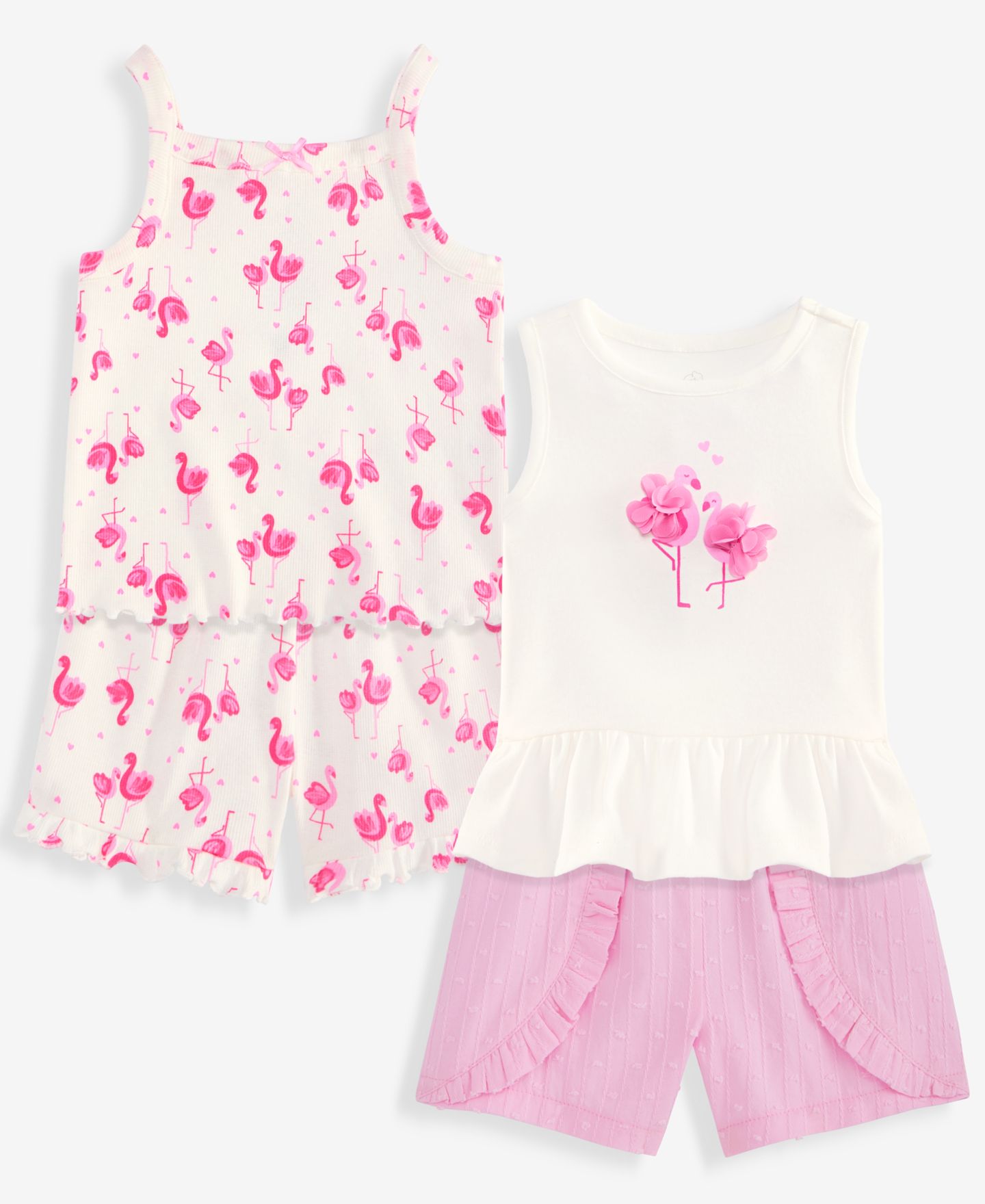 Комплекты First Impressions Mix & Match Flamingos Tops & Shorts для девочек-малышей, цвет: Белый — фото 1
