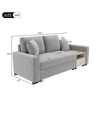 Modern Sofa Couch 79.3" Modular Upholstered with Storage Armrest