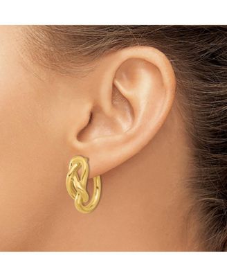 Solid 18k Gold Italian 23x9.5mm Infinity Knot Round Hoop Earrings