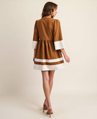 Women's Fit & Flare Contrast Trim Mini Dress