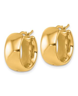 Solid 18k Gold Italian 19x9mm Wide Round Hoop Earrings