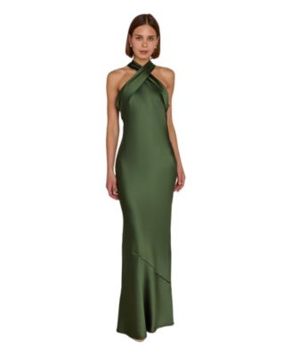rewritten roma halterneck bridesmaid dress Women's Maxi Garment sizes:XS Swatch:#4d322d Best Wedding Dress For