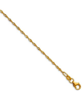 Solid 18k Gold Italian 1.35mm Sparkle-Cut Singapore Chain Necklace 16 -24 Inches Chain Necklace