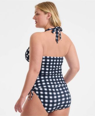 Women's Pique Knot Twist Halter Tankini Top