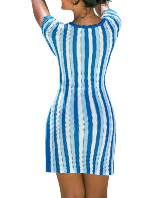 Women's Fervor Striped Cover-Up Mini Beach Dress