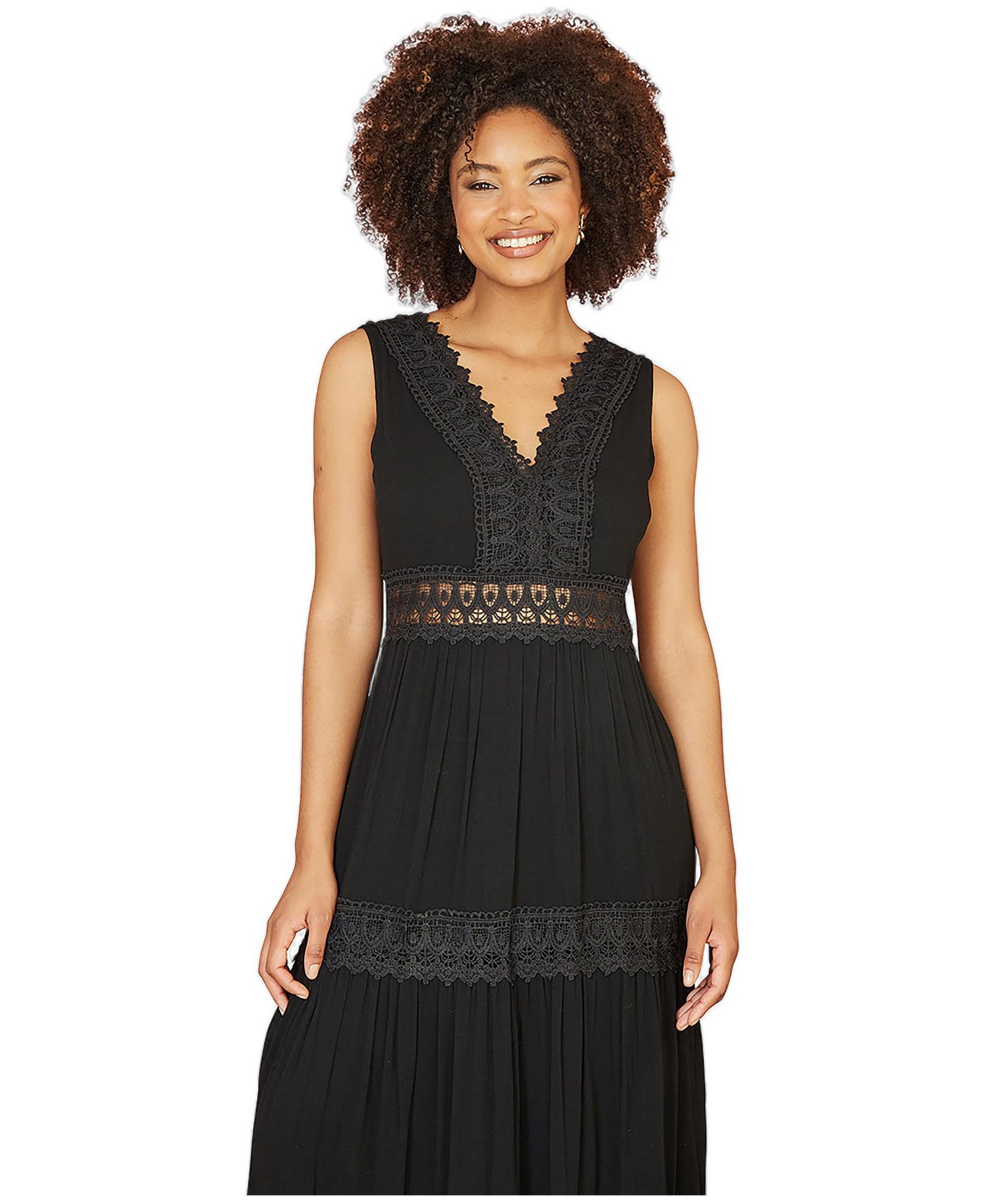 Women's Lace Trim Cotton Maxi Sun Dress