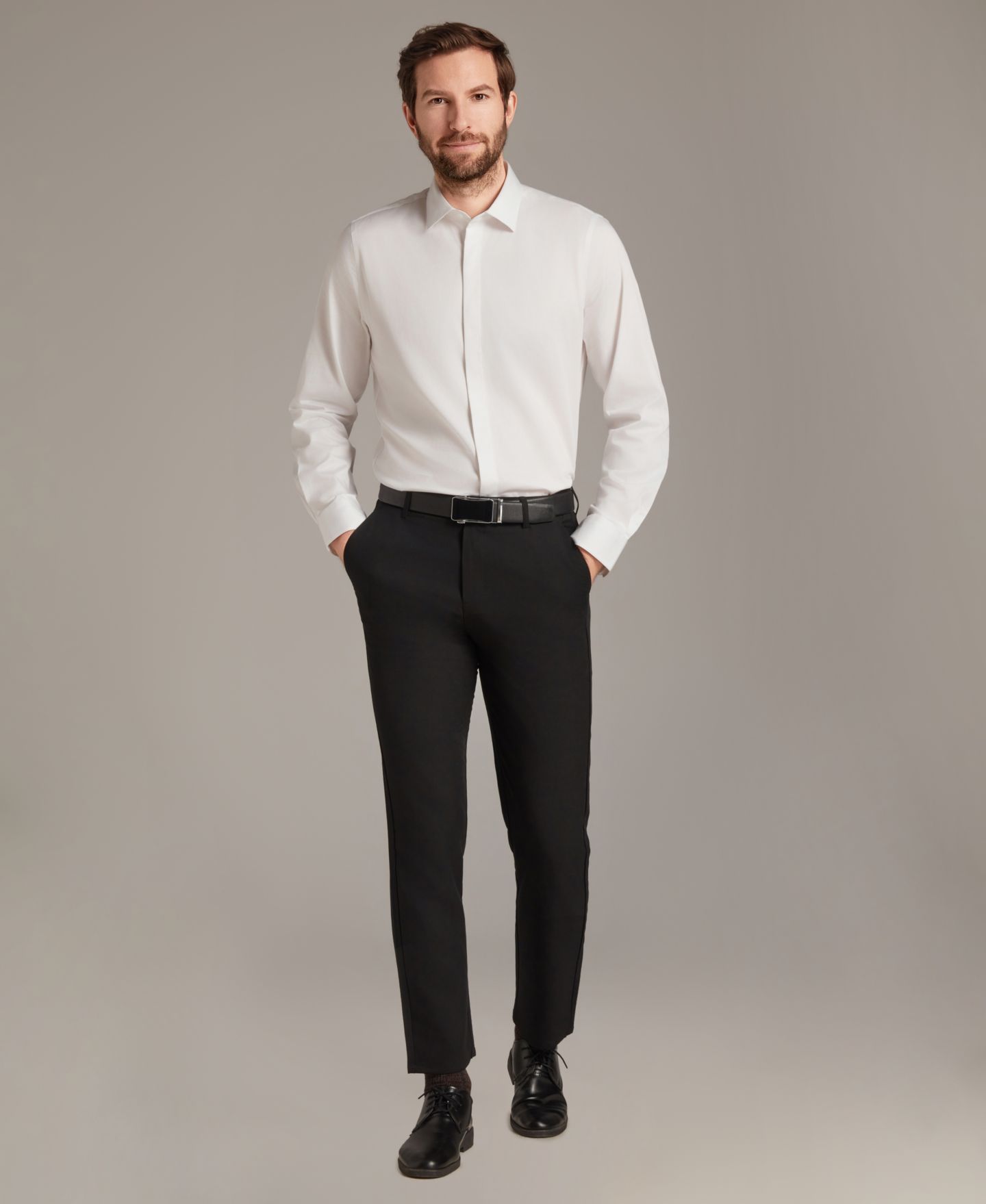 Мужская рубашка Bar III Tuxedo Dress Shirt, цвет: Белый комбинированный — фото 2