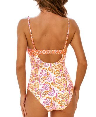 Women's Tropical Ruching Underwire One-Piece Swimsuit