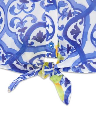 Girls' 7-16 Chiffon Short-Sleeve Top