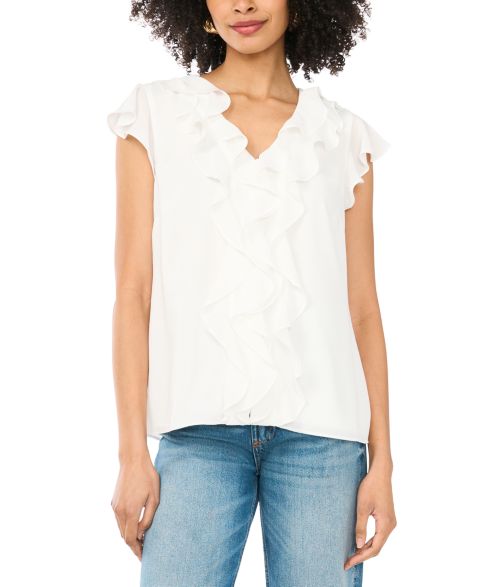 Женский топ Sam & Jess Short Flutter-Sleeve V-Neck, цвет: Слоновая кость