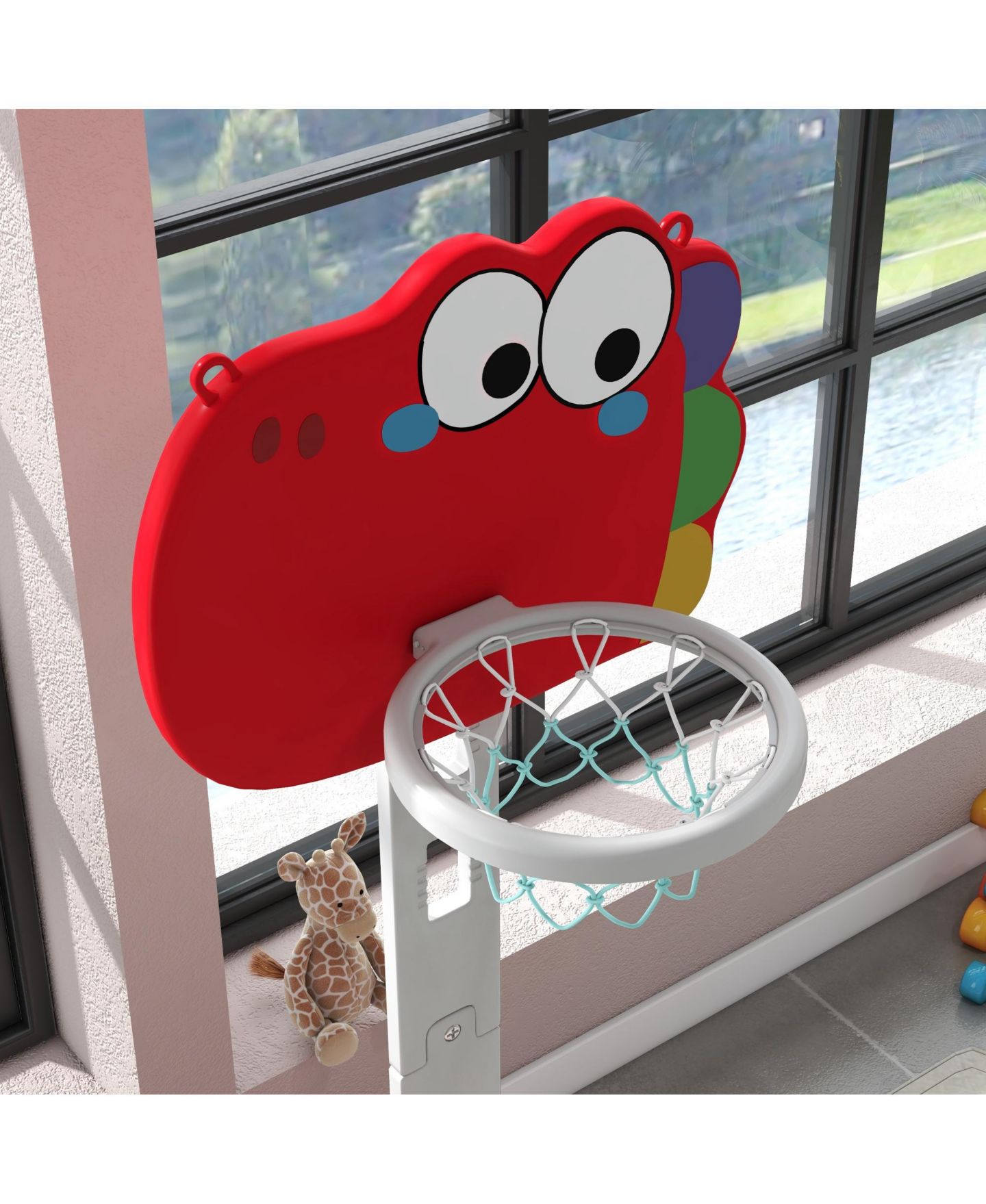 Детская игрушка Qaba Dinosaur-Themed 5-in-1 Kids Basketball Hoop, Height-Adjustable 4.4-5 ft, Ages 3-6 — фото 8