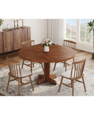 47 Inch Round Dining Table for 4-6 People,with Wooden Tabletop and Legs