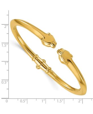 Solid 18k Gold Panther Head Hinged Cuff Stackable Bangle Cuff Bracelet