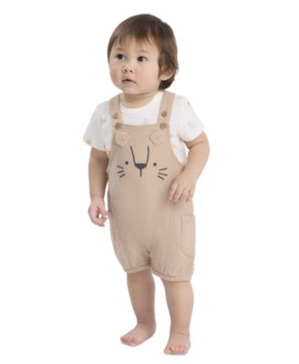 Baby Boys' Crewneck T-Shirt and Buttoned Shortall, 2-Piece Set
