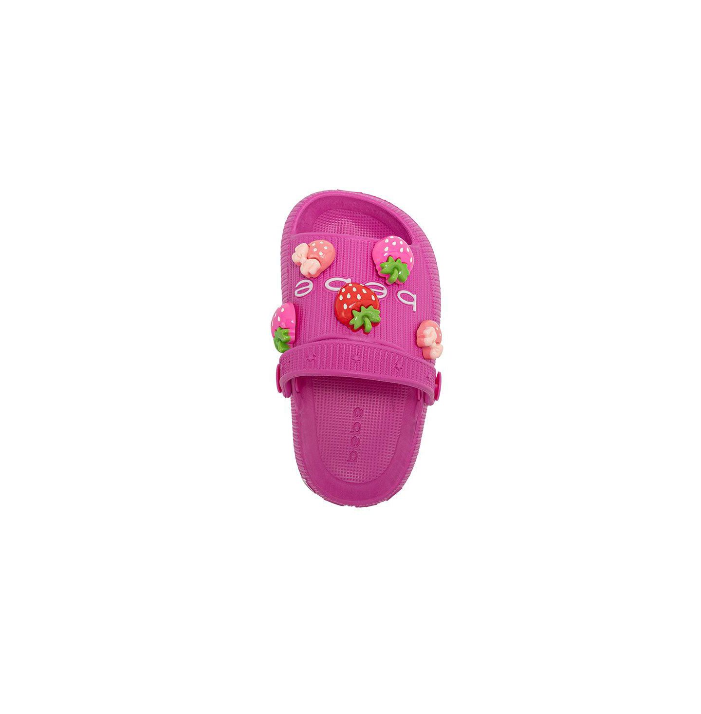 Детские лёгкие шлёпанцы Bebe из EVA на платформе с клубничными подвесками, для девочки, цвет: Фуксия — фото 6
