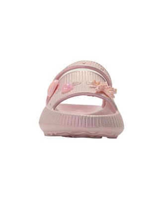 Little Girls Platform EVA Slide with Iridescent Finish and Sea Life Charms